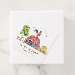 Cute Barn Rooster Boerderij Waterverf Kinderen Bir Bedankjes Labels