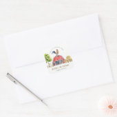 Cute Barn Rooster Boerderij Waterverf Kinderen Bir Vierkante Sticker (Envelop)