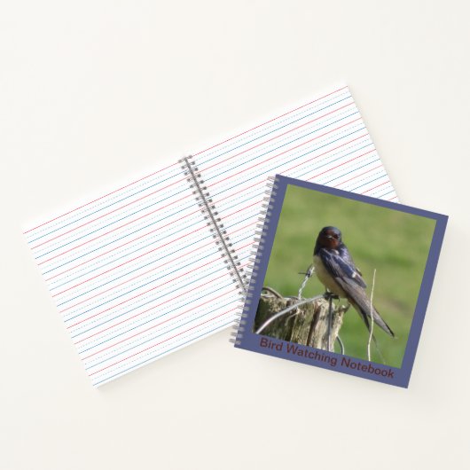 Cute Barn Swallow Cust. Text Birdwatch Notitieboek (Binnen)