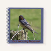 Cute Barn Swallow Cust. Text Birdwatch Notitieboek (Voorkant)
