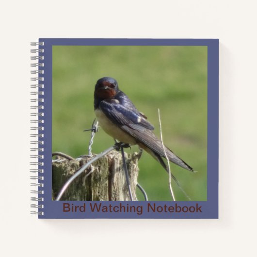 Cute Barn Swallow Cust. Text Birdwatch Notitieboek (Voorkant)