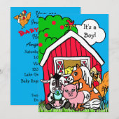 Cute Barn Yard Animals Boerderij Veronderd Baby sh Kaart (Voorkant / Achterkant)