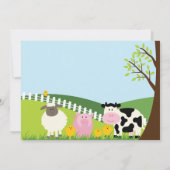 Cute Barnyard Animal Fun Birthday Party Kaart (Achterkant)