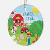 Cute Barnyard Animals, Farmer Fotokerstmis Keramisch Ornament (Links)