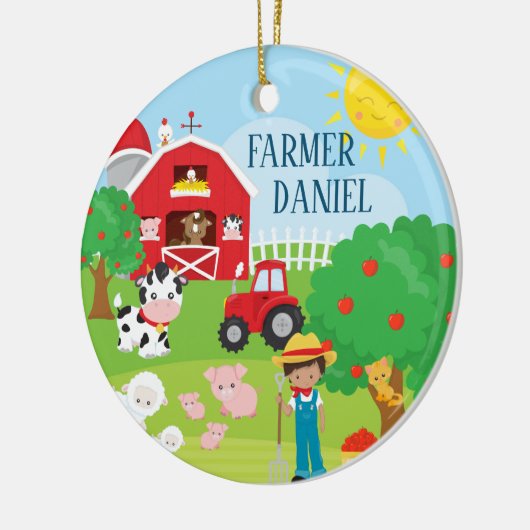 Cute Barnyard Animals, Farmer Fotokerstmis Keramisch Ornament (Links)