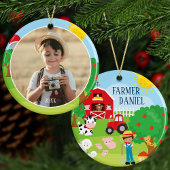 Cute Barnyard Animals, Farmer Fotokerstmis Keramisch Ornament