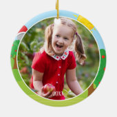 Cute Barnyard Animals, Farmer Girl Fotokerstmis Keramisch Ornament (Achterkant)