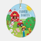 Cute Barnyard Animals, Farmer Girl Kerstmis Keramisch Ornament (Links)