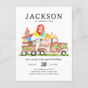 Cute Barnyard Animals Truck Kinderen Boerderij Ver Briefkaart