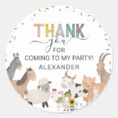 Cute Barnyard Birthday Party Classic Round Sticker (Voorkant)