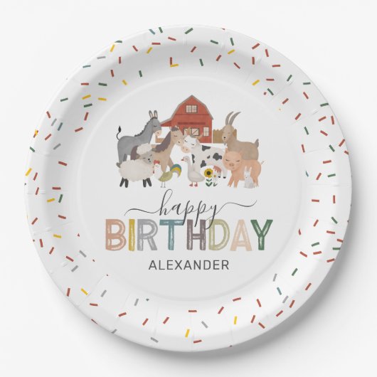 Cute Barnyard Birthday Party Papieren Bordje (Voorkant)