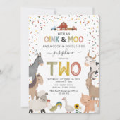 Cute Barnyard Boerderij 2e verjaardag uitnodiging (Voorkant)