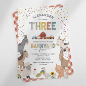 Cute Barnyard Boerderij 3rd Birthday Invitation Kaart