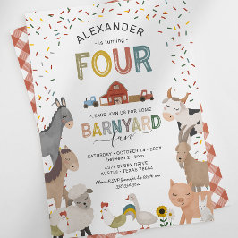 Cute Barnyard Boerderij 4th Birthday Invitation Kaart