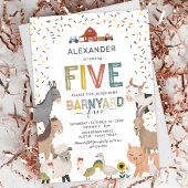 Cute Barnyard Boerderij 5th Birthday Invitation Kaart