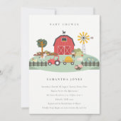 Cute Barnyard Boerderij Animal Baby shower Invite Bedankkaart (Voorkant)
