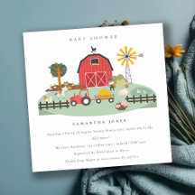Cute Barnyard Boerderij Animal Baby shower Invite