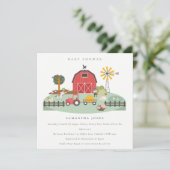 Cute Barnyard Boerderij Animal Baby shower Invite Bedankkaart (Staand voorkant)