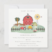 Cute Barnyard Boerderij Animal Baby shower Invite Bedankkaart (Voorkant)