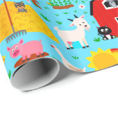 Cute Barnyard Boerderij Animal Birthday Party Kind Cadeaupapier (Rol Hoek)
