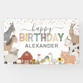 Cute Barnyard Boerderij Birthday Spandoek (Horizontaal)