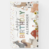 Cute Barnyard Boerderij Birthday Spandoek (Verticaal)