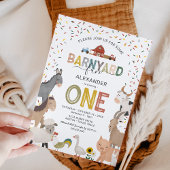 Cute Barnyard Boerderij First Birthday Invitation Kaart
