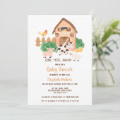 Cute barnyard farm-neutraal baby shower kaart (Staand voorkant)