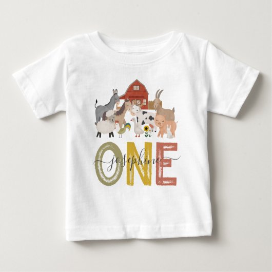 Cute Barnyard First Birthday Baby T-Shirt (Voorkant)