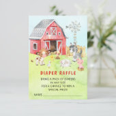 Cute Barnyard Friends Baby shower Diaper Raffle Kaart (Staand voorkant)