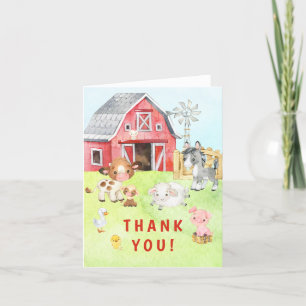 Cute Barnyard Friends Baby shower Hartelijk dank Bedankkaart