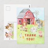 Cute Barnyard Friends Baby shower Hartelijk dank Briefkaart (Voorkant / Achterkant)