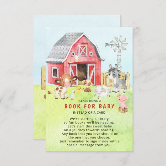 Cute Barnyard Friends Baby shower Informatiekaartje (Voorkant / Achterkant)