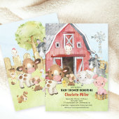 Cute Barnyard Friends Baby shower Invitation Kaart