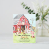 Cute Barnyard Friends Baby shower Invitation Kaart (Staand voorkant)