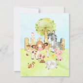 Cute Barnyard Friends Baby shower Invitation Kaart (Achterkant)