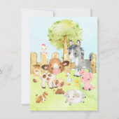 Cute Barnyard Friends Baby shower Invitation Kaart (Achterkant)