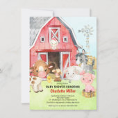 Cute Barnyard Friends Baby shower Invitation Kaart (Voorkant)