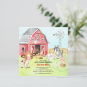Cute Barnyard Friends Baby shower Kaart (Staand voorkant)