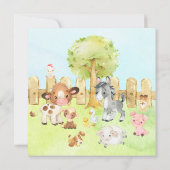 Cute Barnyard Friends Baby shower Kaart (Achterkant)