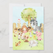 Cute Barnyard Friends Baby shower Kaart (Achterkant)