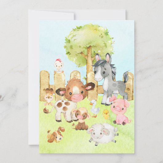 Cute Barnyard Friends Baby shower Kaart (Achterkant)