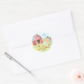 Cute Barnyard Friends Baby shower Ronde Sticker (Envelop)