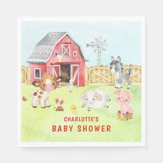 Cute Barnyard Friends Baby shower Servet (Voorkant)