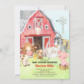 Cute Barnyard Friends Baby Shower Uitnodiging (Voorkant)