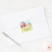 Cute Barnyard Friends Baby shower Vierkante Sticker (Envelop)