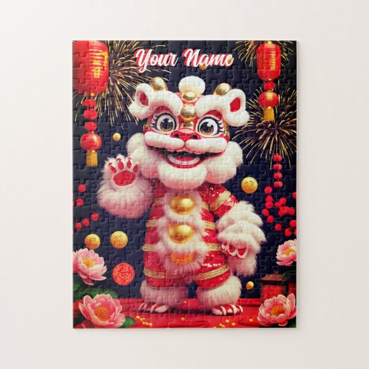 Cute Barongsai Leeuwendans Legpuzzel (Verticaal)