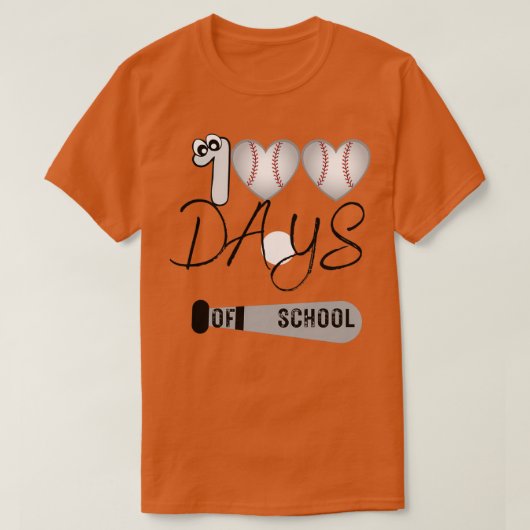 Cute Baseball 100 dagen school grappig van leraar T-shirt (Design voorkant)