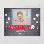 Cute Baseball Birthday Bedankt voor je foto Uitnodiging Briefkaart (Voorkant)