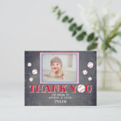 Cute Baseball Birthday Bedankt voor je foto Uitnodiging Briefkaart (Staand voorkant)